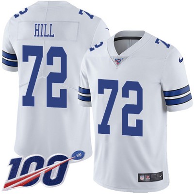 Nike Dallas Cowboys #72 Trysten Hill White Men's Stitched NFL 100th Season Vapor Untouchable Limited Jersey